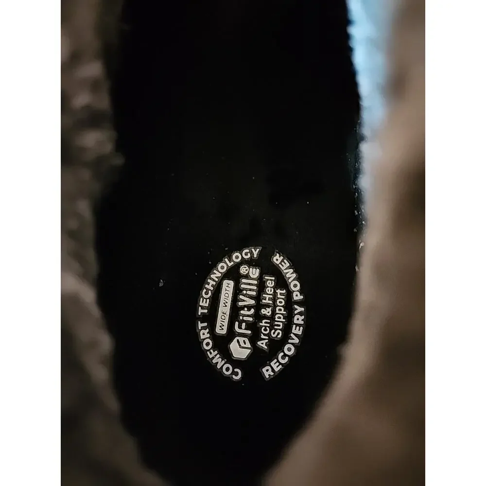 Fitville The Fit Family Shoes Slippers Size 8.5W Mens Black Warm Cozy